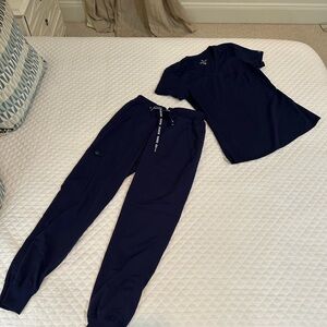Med Couture Navy Blue Scrub Set with jogger pants